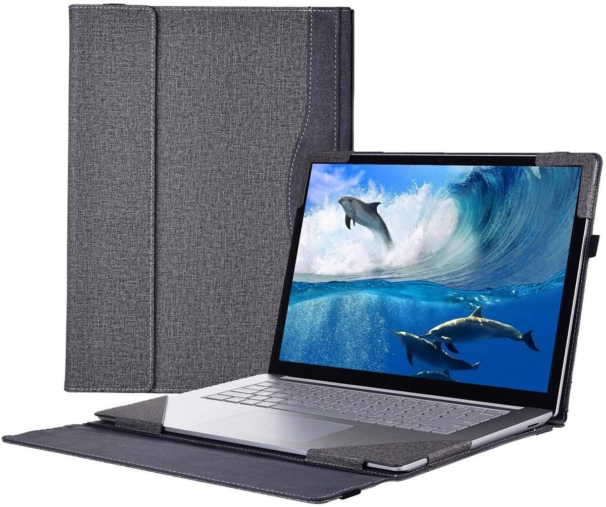 This cover from Honeycase wraps around your laptop protecting it on all sides, but also adds a cool-looking touch with microfiber and PU leather.  It comes in a few color options as well.