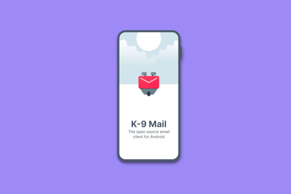 K-9 Mail featured image display over a solid color background