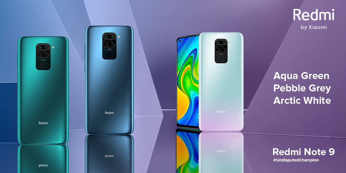 Redmi Note 9 shown in two colors