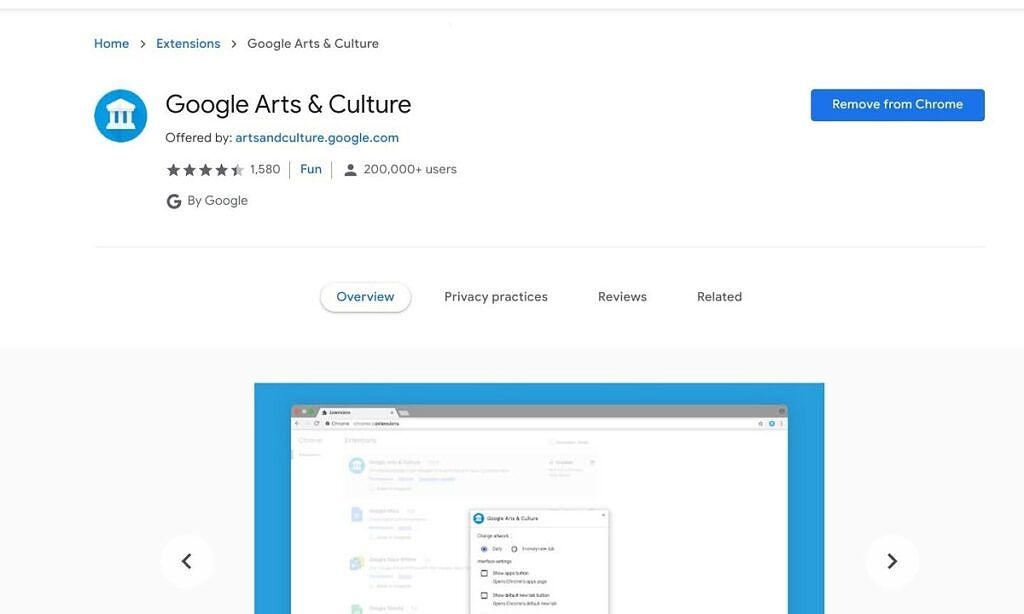 Extensión de Google Arts and Culture para Chrome OS