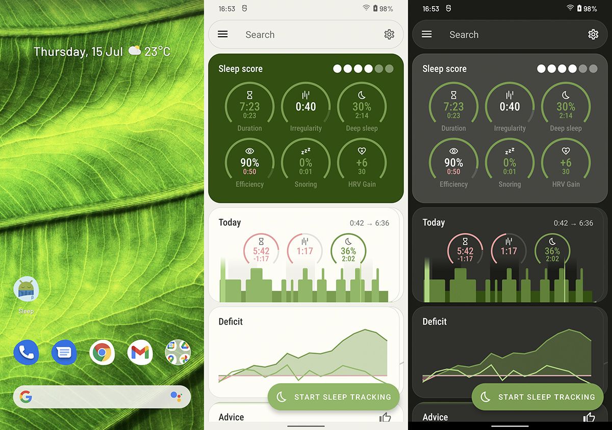 Material You theming in Sleep as Android