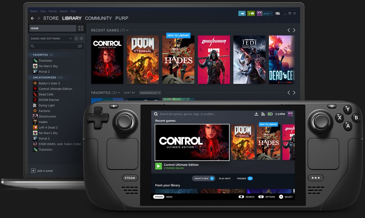 Steam on a laptop and SteamOS on a Steam console 