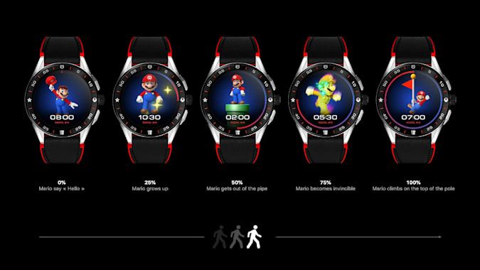 Super Mario gamification on the TAG Heuer Connected Super Mario Limited Edition