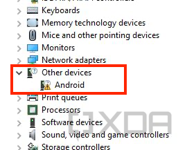 Unknown Android device in Device Manager