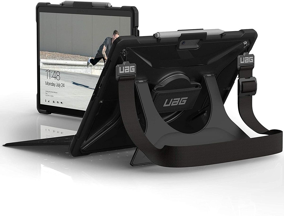 UAG is a well-known name when it comes to rugged cases, and the Plasma series for Surface Pro X doesn't disappoint. It's big, bulky, and ultra-tough, but still functional. It has its own kickstand, pen holder, hand strap, and a shoulder strap so you can easily take it anywhere you go.