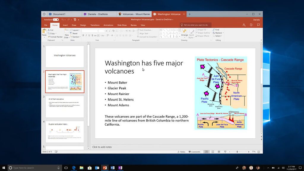 PowerPoint presentation in Windows 10's old Sets feature