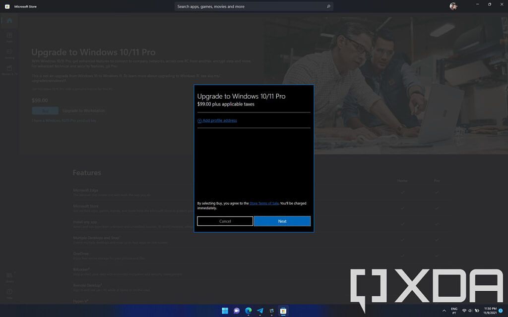 Windows 11 Pro подтверждение обновления