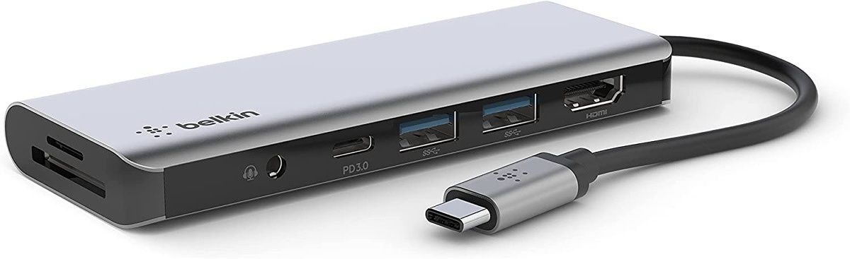 Belkin is one of the more well-known peripheral brands, so you know what you're getting. This hub includes two USB Type-A ports, two USB Type-C ports (one for power with 100W Power Delivery), HDMI, and SD card readers.