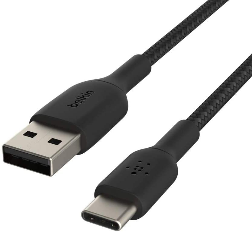 The Belkin BoostCharge USB-C to USB-A cable is made with braided nylon for enhanced durability. It supports USB 2.0 speeds and is capable of 2.4A charging. You can buy it in one or two meter sizes.