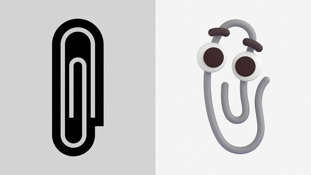 The new Clippy emoji next to the old paperclip emoji