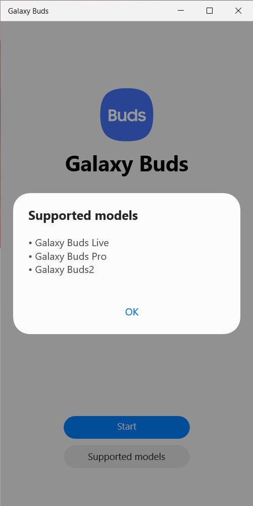 Galaxy Buds app for Windows supported earbuds