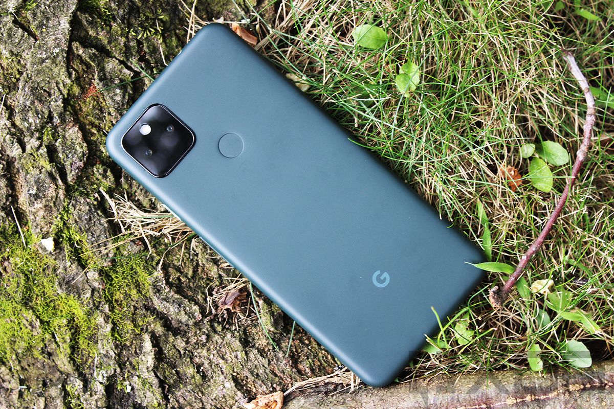 Google Pixel 5a with grassy background