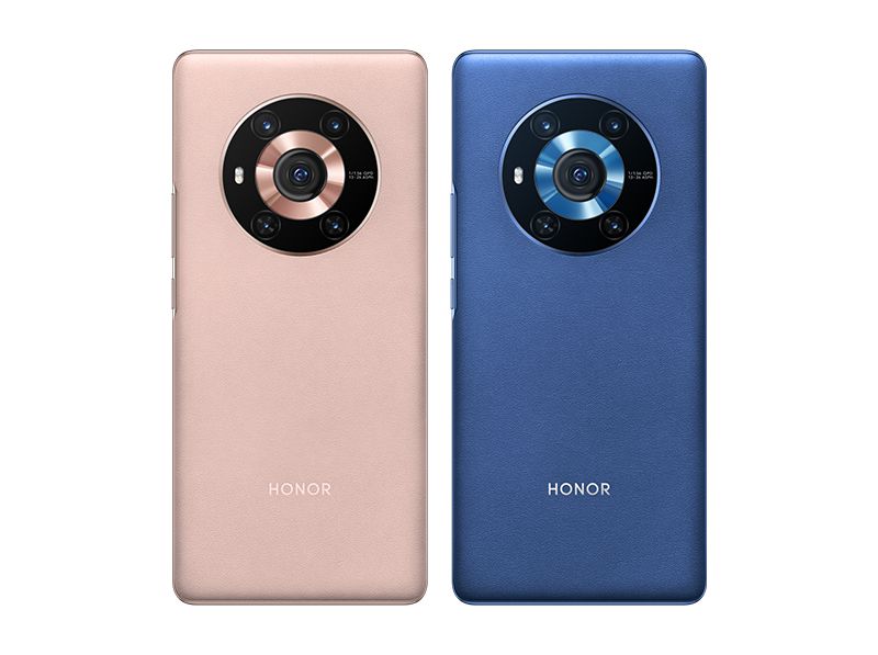 Honor Magic 3 in blue and pink vegan leather colorways