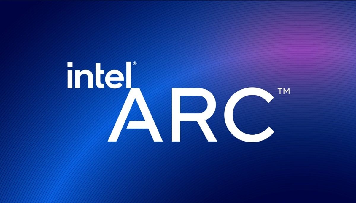 Intel Arc logo on purple background