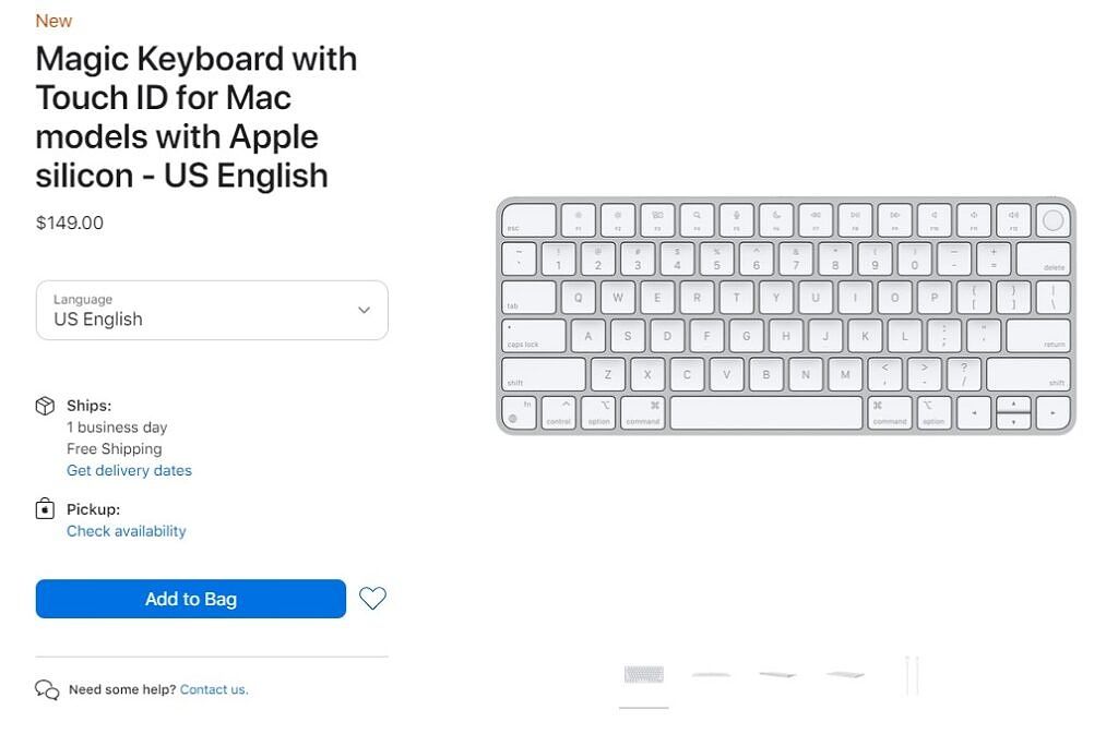 Magic Keyboard with Touch ID on the Apple online store