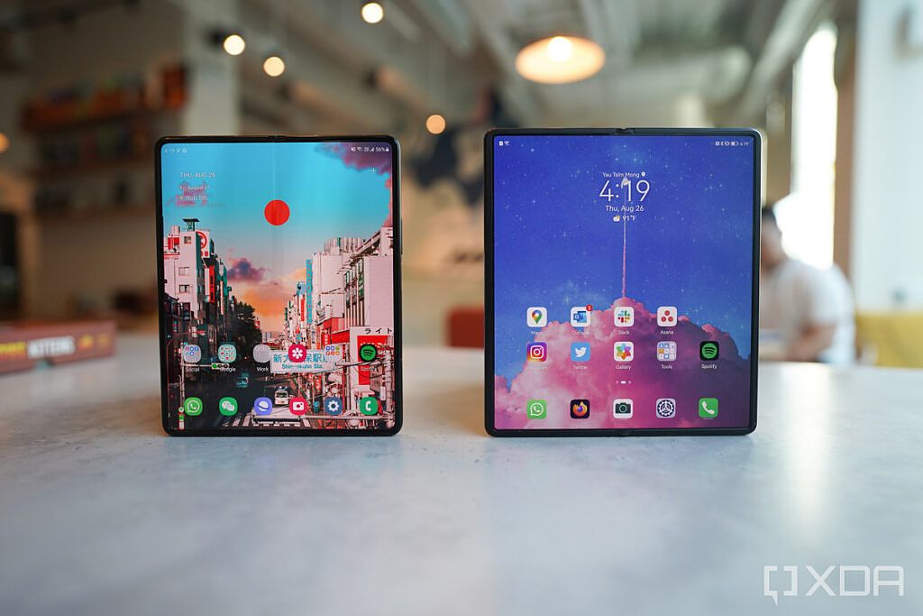 the Samsung Galaxy Z Fold 3 and the Huawei Mate X2