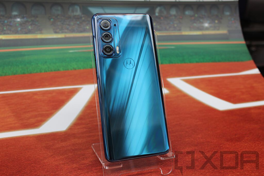 Motorola Edge with baseball background