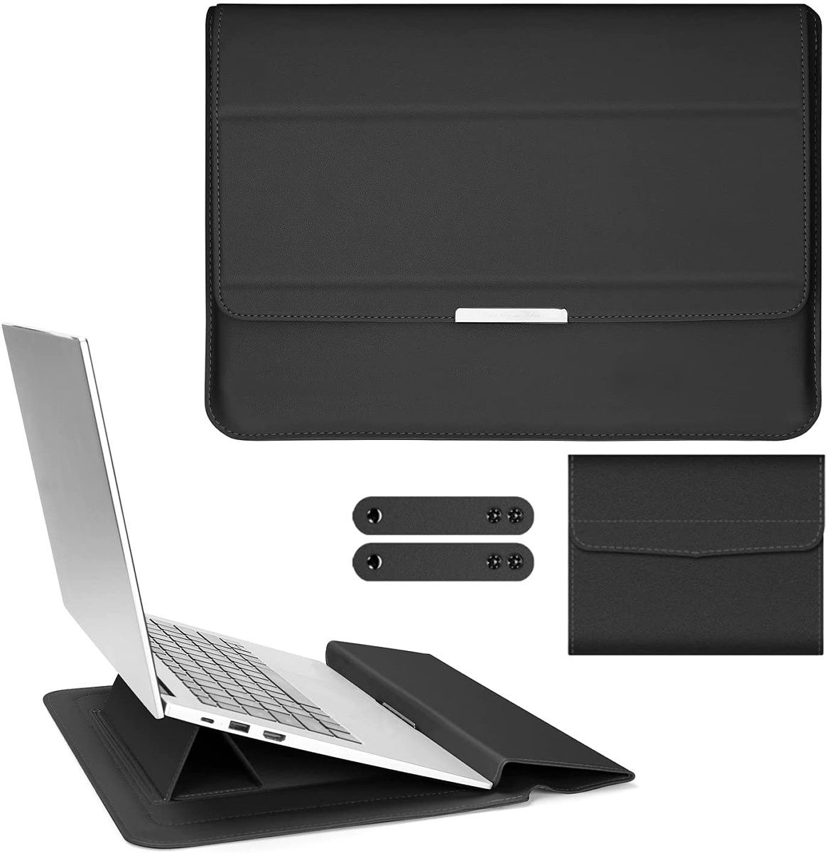 This is a unique laptop sleeve that not only offers protection, but also features a built-in stand that can elevate the laptop for better airflow and offer a better angle for typing on the keyboard.