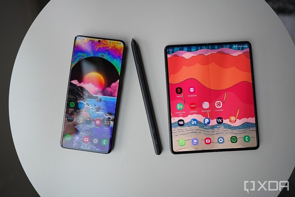 The S-Pen Pro with the Galaxy Z Fold 3 and the S21 Ultra