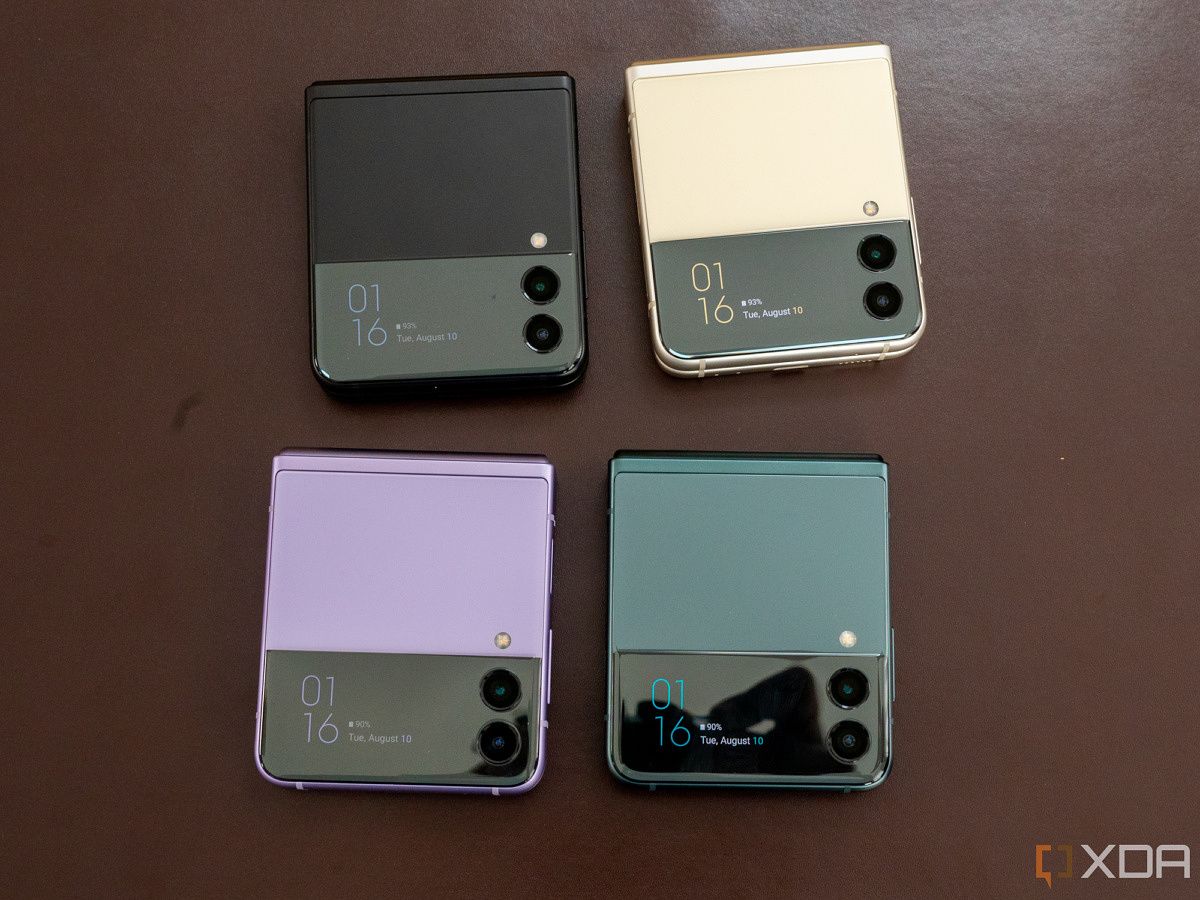 Samsung Galaxy Z Flip 3, folded, in all four colors