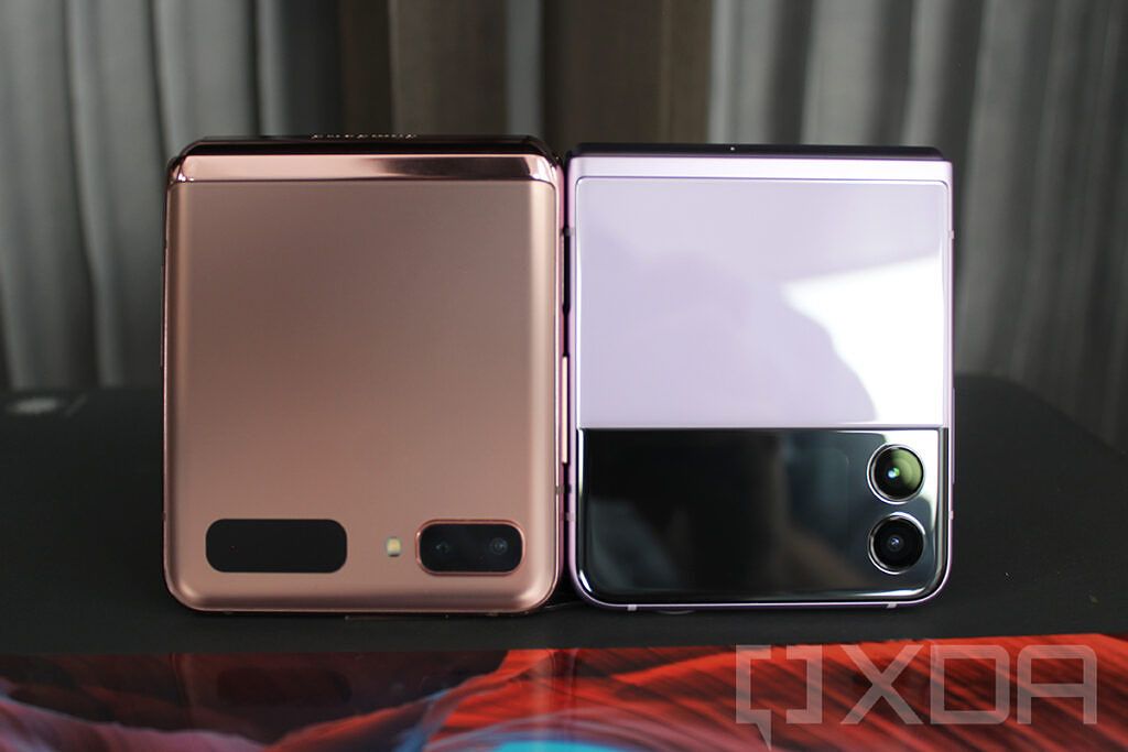 Samsung Galaxy Z Flip 5G and Galaxy Z Flip 3, side by side in tent orientation