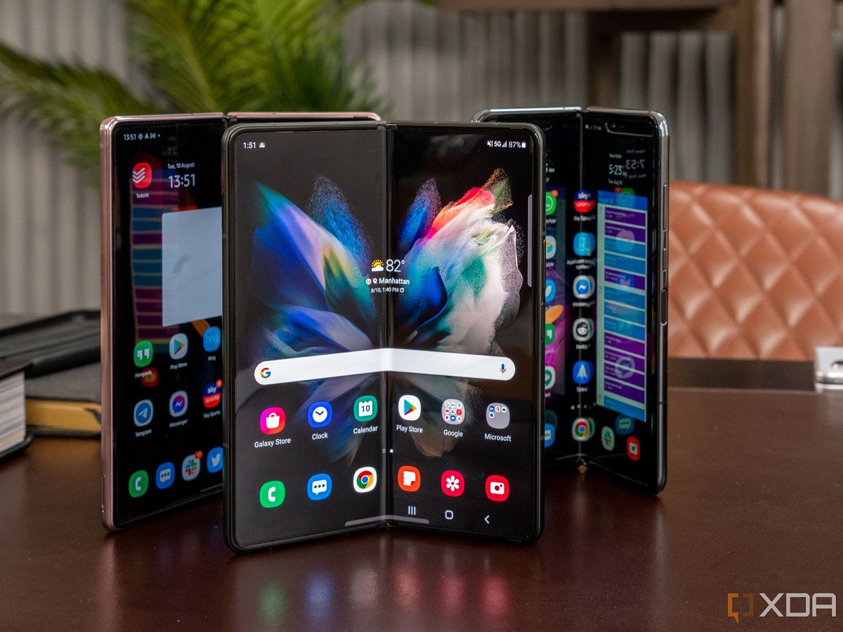 Front view of Samsung Galaxy Z Fold 3 with previous generations