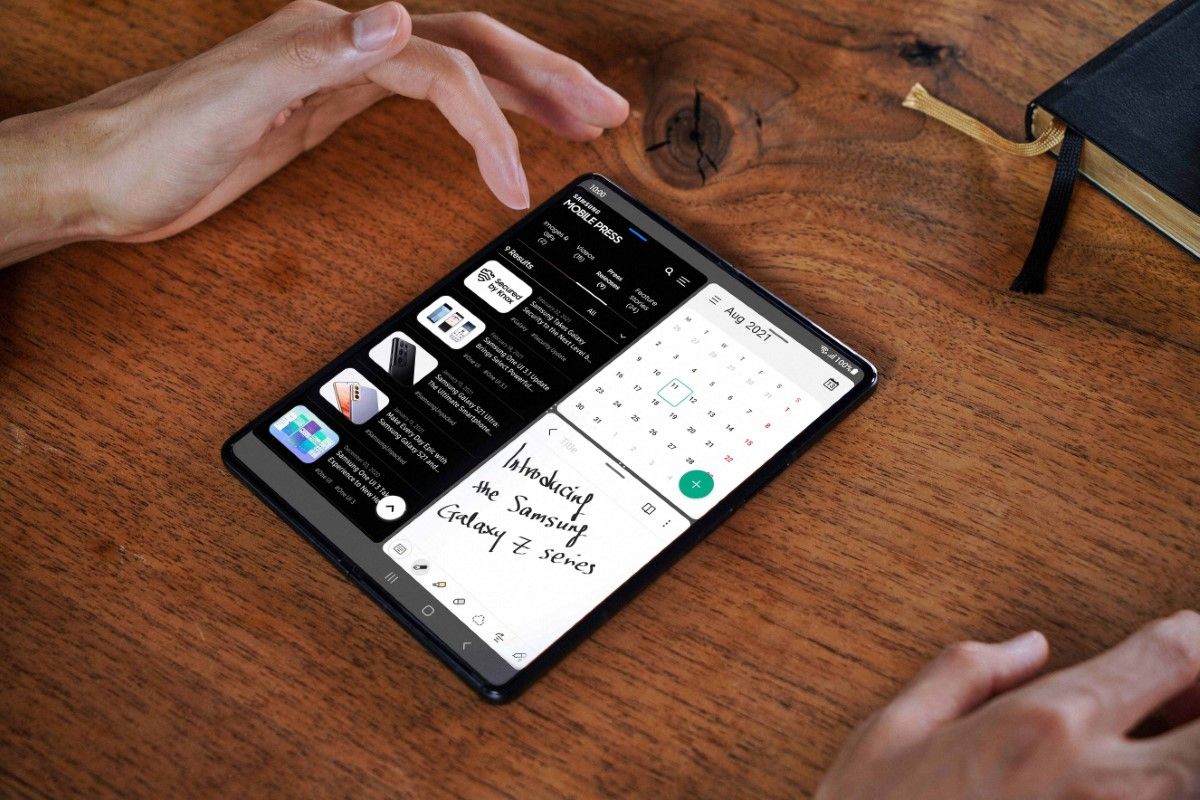 Samsung Galaxy Z Fold 3 used with multitasking apps