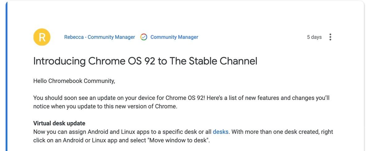 Chrome OS 92 stable