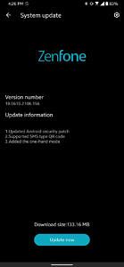 Software update prompt on a ZenFone 6
