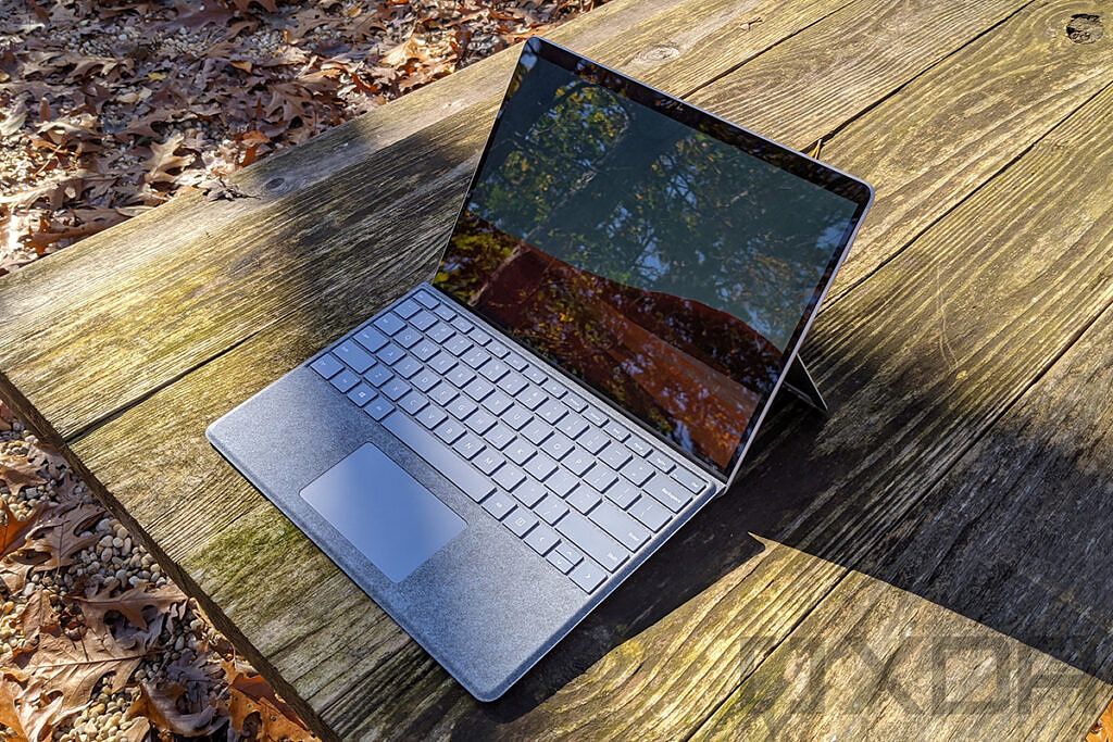 Top angled view of Surface Pro X in Platinum
