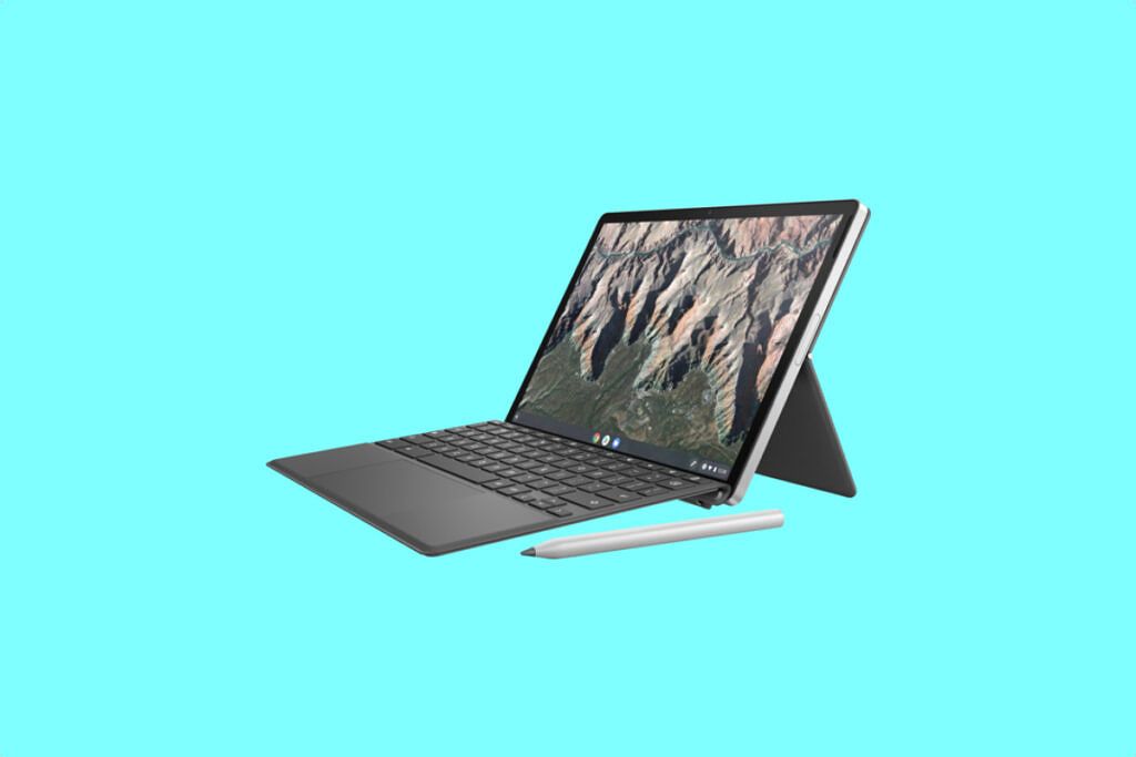 HP Chromebook x2 11 on light blue background