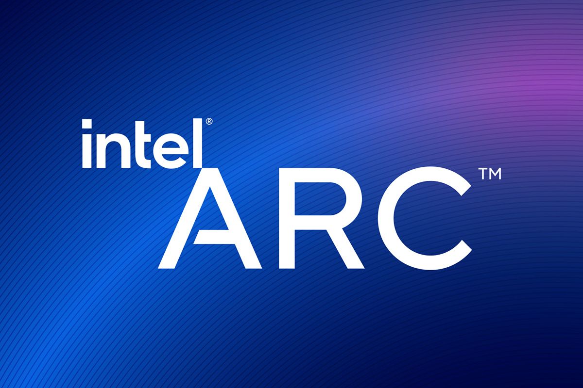 Intel Arc logo on purple background