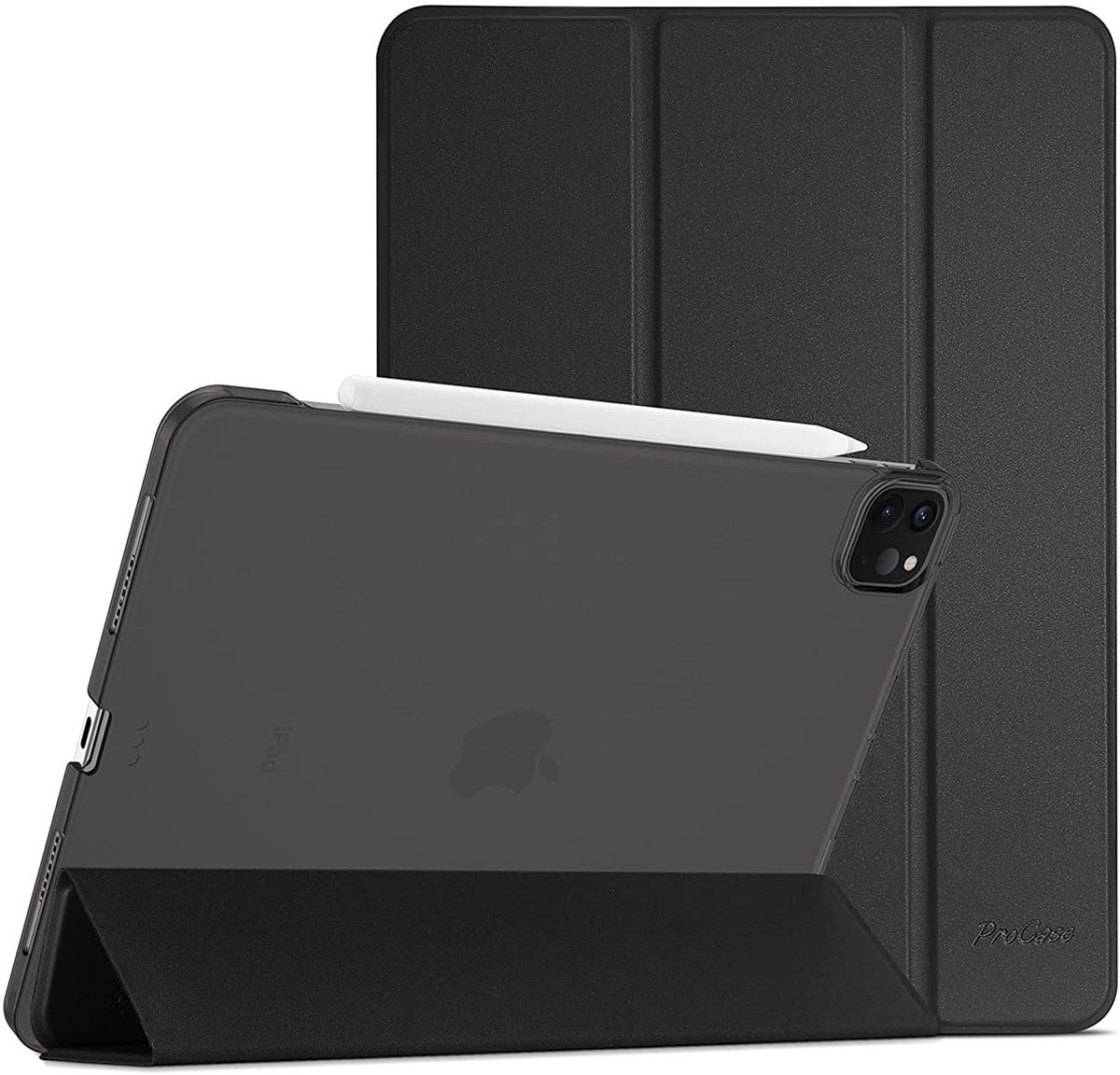 The ProCase Smart Cover for the iPad Pro 12.9 features a translucent frosted back shell and a magnetic smart cover to safeguard your tablet. The smart cover can also double as a stand so you can enjoy videos hands-free. It comes in four color options.