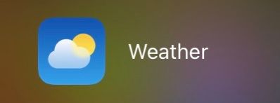 Screenshot showing the redesigned Weather app icon on iOS 15