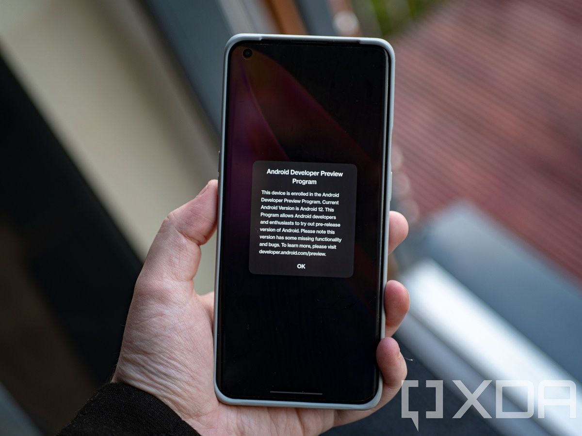 Android 12 on the OnePlus 9 Pro developer program message