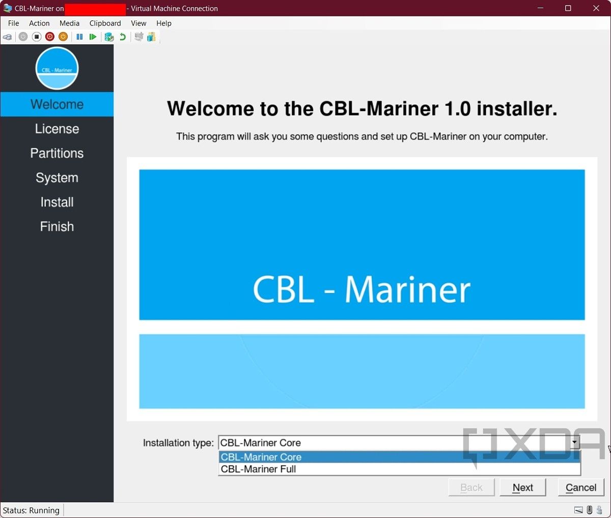 CBL-Mariner Hyper-V VM installation type