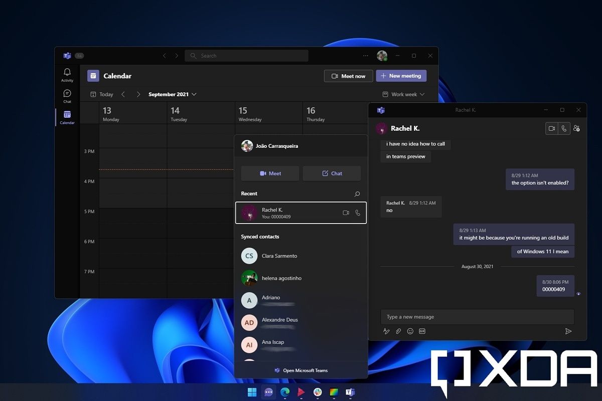 Screenshot of Chat with Microsoft Teams in Windows 11
