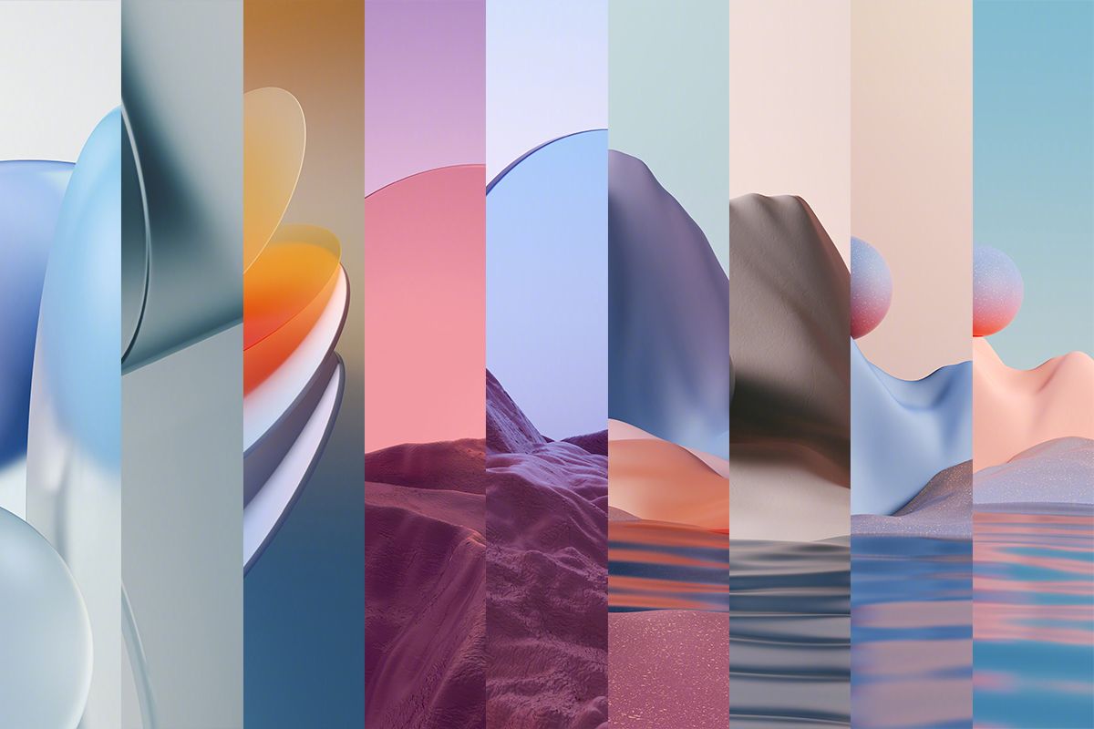 ColorOS 12 wallpapers spliced together on one canvas