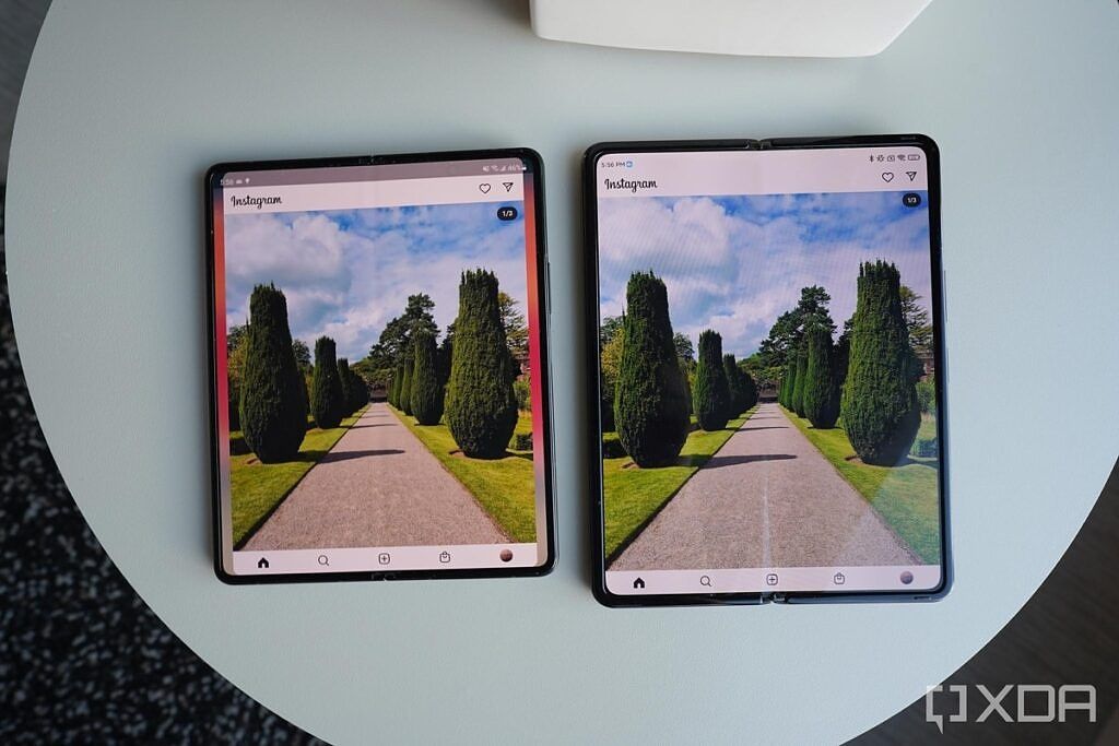 Instagram on both the Galaxy Z Fold 3 and the Xiaomi Mix Fold