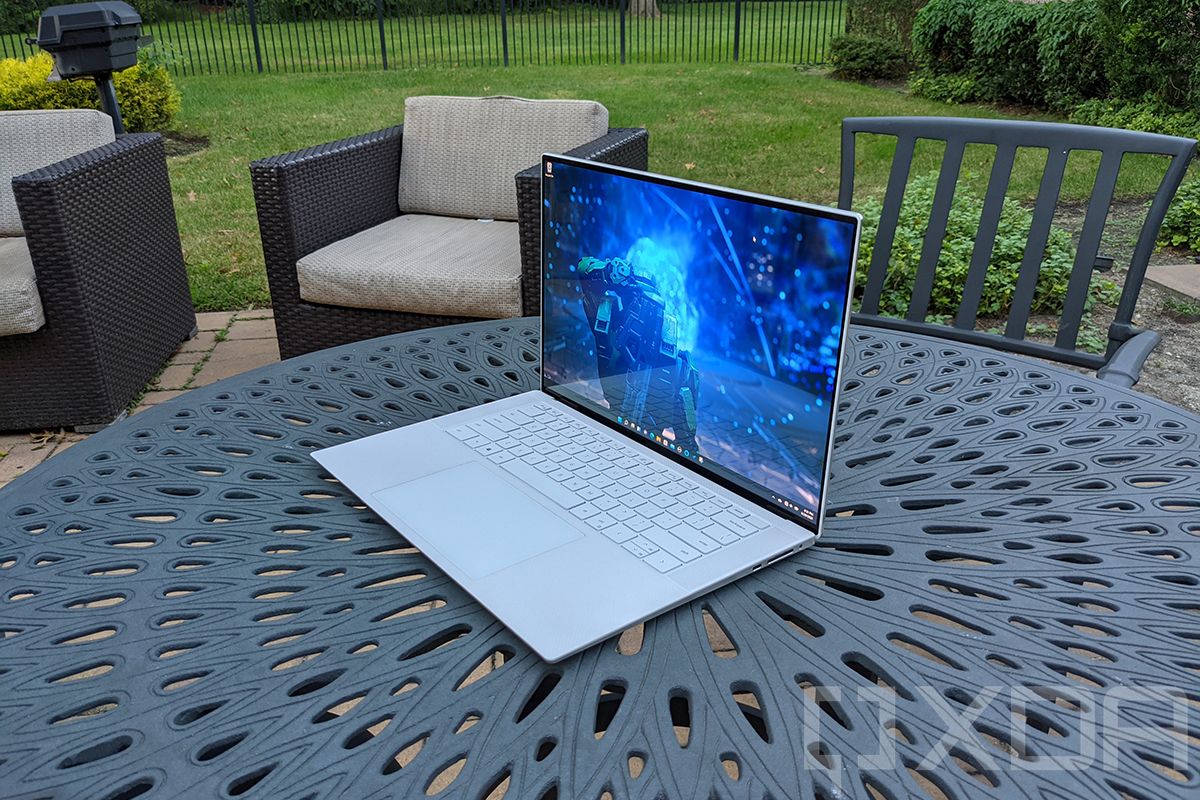 Angled view of Dell XPS 15 on table