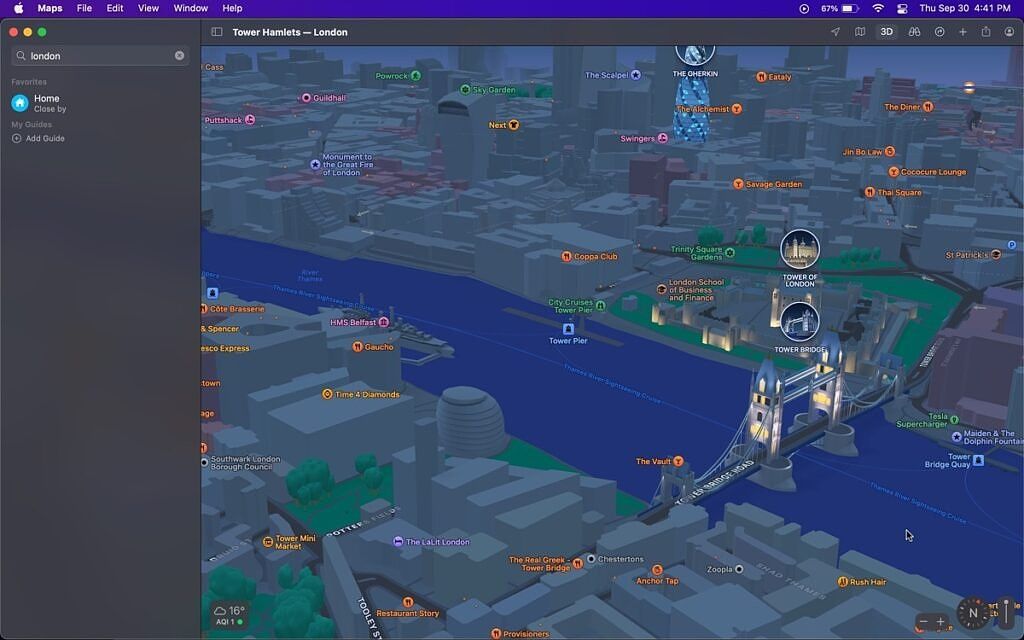 Detialed map of london apple maps macos