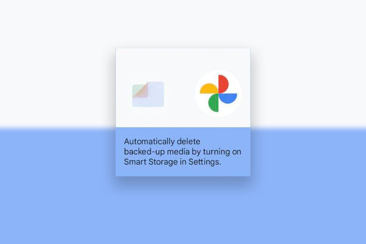 Files by Google Smart Storage pop-up on blue and white background