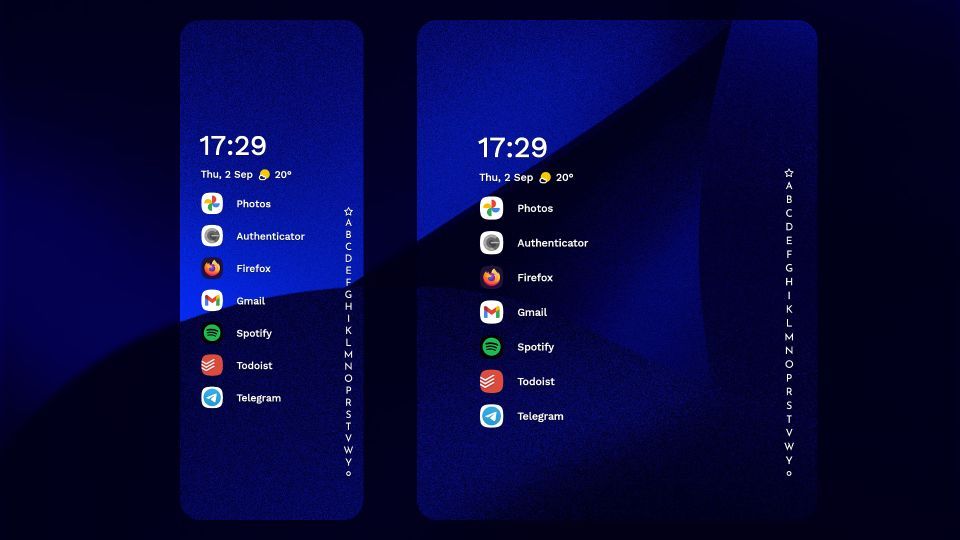 Niagra Launcher on the outer vs. inner screen of a foldable device