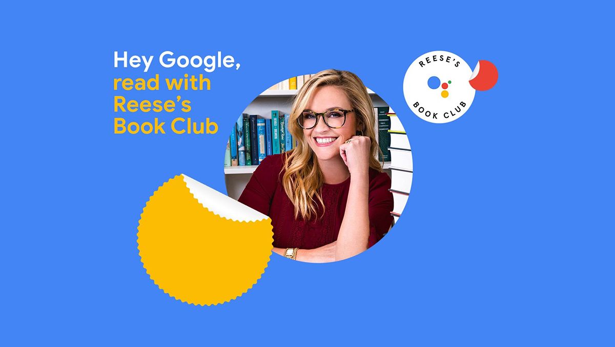 Reese's book club Google Assistant integration promotional poster