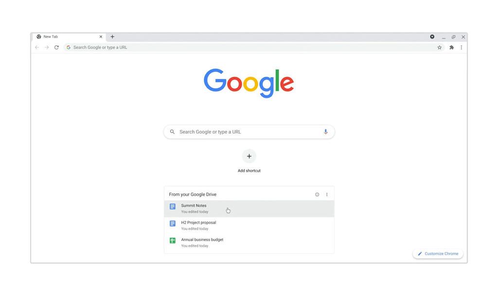 Google Chrome 93 Google Drive document suggestions