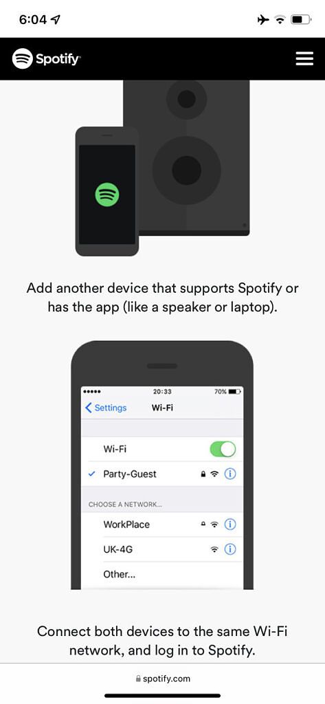 Screenshot from Spotify website demonstrating how Spotify Connect feature works