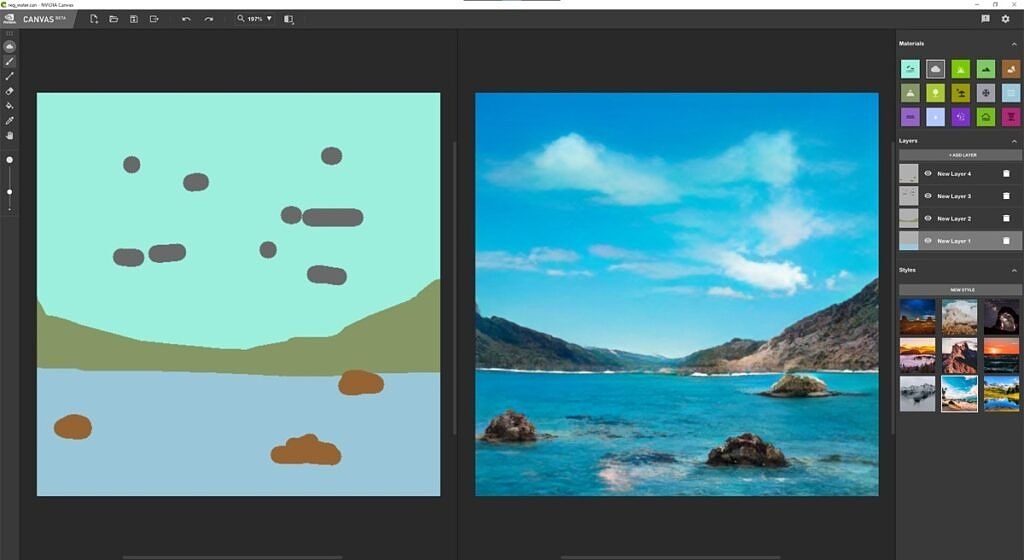 Choosing a style in NVIDIA Canvas