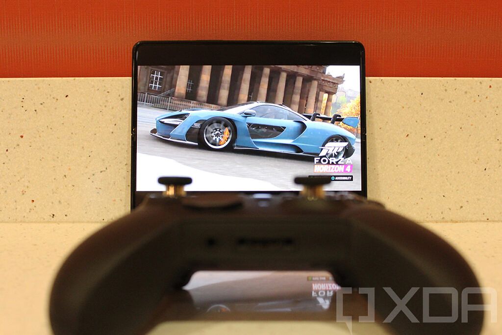 Samsung Galaxy Z Fold 3 with Xbox Cloud Gaming and controller