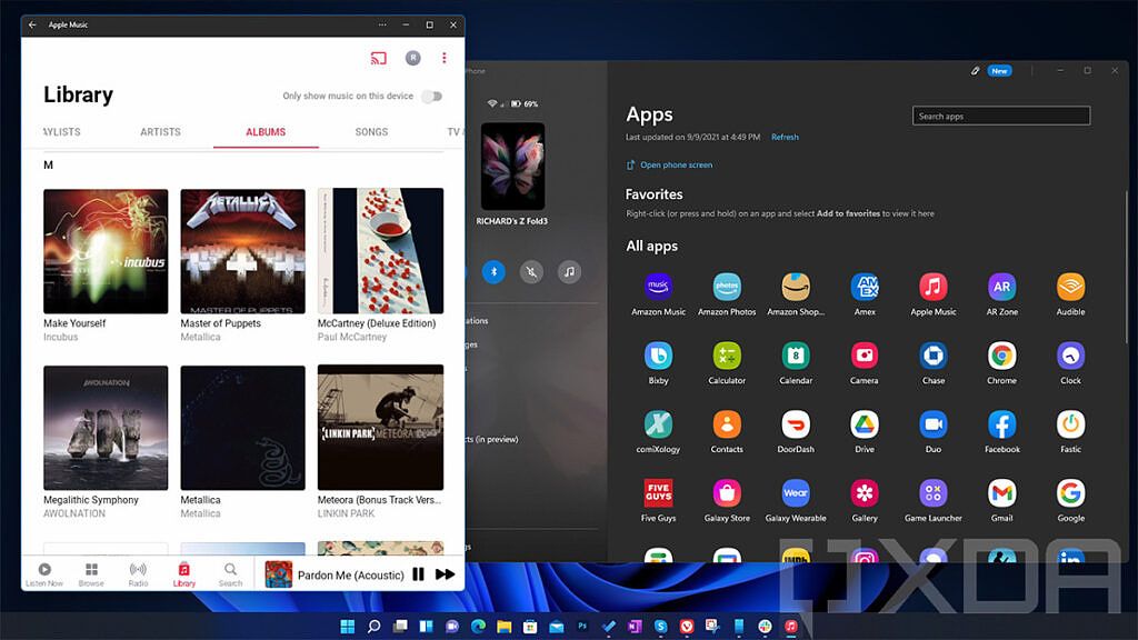 Your Phone with Android apps running on PC