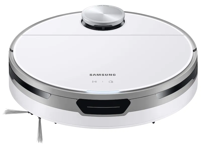 The Samsung Jet Bot Robot Vacuum is an automated vaccum cleaner that can be controlled via the SmartThings app or using voice commands to clean your house more easily.